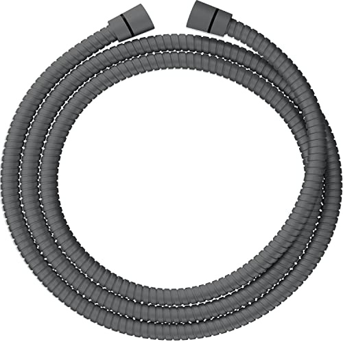 SparkPod Quick Install Shower Hose Replacement - 79 Inches Stainless Steel & Brass Connectors for No-Tools Installation - Extra Long Shower Hose Attachment for Handheld Shower Head (Charcoal Grey)