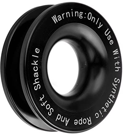 Akozon Winch Recovery Ring, 41000lbs Aluminium Winch Snatch Recovery Ring für 7/16 Zoll 1/2 Zoll Weichen Schäkel mit 3/16 Zoll 1/4 Zoll 3/8 Zoll Seil(Schwarz)