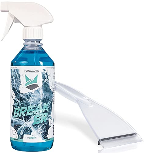 Autoscheiben Enteiser Bundle | Foxed Care Ice Breaker Scheibenenteiser 0,5L + Eiskratzer | Auto Scheiben Enteiserspray, Eislöser Set für klare Sicht im Winter