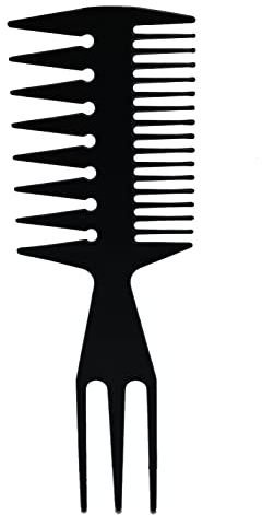 Professional Men Hairdressing Hair Beard Comb, Wide Tooth Hairstyling Fork Comb Wet Pick Styling Comb for Home Salon Use Curly Oil Hair Styling, Black