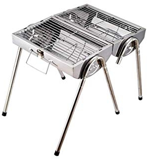 Samnuerly Gefalteter tragbarer Holzkohle-BBQ-Grill Außengrill Holzkohle-Edelstahl-Kebab-Grill Klappgrill Tragbarer Grill Perfekt für Camping