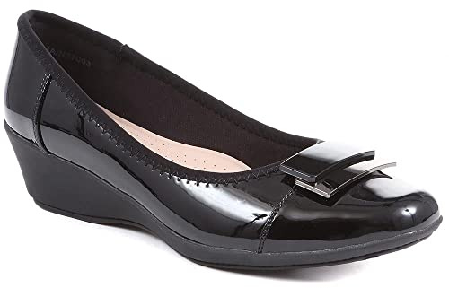 Pavers Womens Cushioned Ballet Pumps Black Patent Size 4 | All Year Round | Pumps Shoe | Slip On