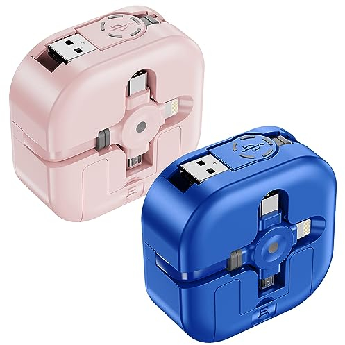 Cable de Carga Múltiple 1,2m/2Paquete Cargador Telescópico de Cable de Carga Múltiple Rápido tres en Uno Cable de Carga Múltiple con Puerto Lightning/USB C/Micro USB Adecuado para Teléfonos Móviles