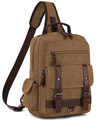 Canvas Messenger Bag Laptop Sling Bag Cross Body Shoulder Bag cycling shoulder bag Canvas backpack for Travel satc Leisure Travel Cycling, Lightweight Coffee