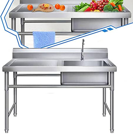 éViers de Cuisine Evier Buanderie Evier Exterieur Evier de Jardin Evier Exterieur de Jardin Evier Multifonction, Evier Cuisine éVier Inox 100x50x80cm/39.4x19.7x31.5in Left