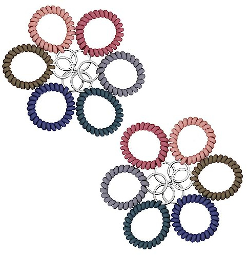 12 Stück Handgelenkspule Schlüsselanhänger Flexible Federspirale Spirale Dehnbar Armband für ID Badge Sauna Gym Pool und Outdoor Sports