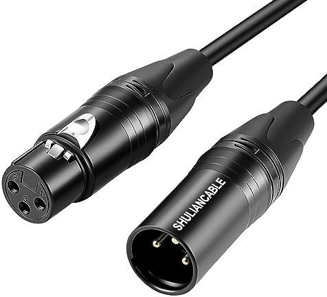 SHULIANCABLE Cable XLR Macho a Hembra, Cable para micrófono Compatible con Micrófono, Mezclador, Altavoz, Amplificador, Grabador de Estudio (1M)