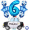 Liitata 6. Polizei Geburtstagsparty Deko Polizei Luftballon Set Blau Zahl 6 Folienballon Großes Polizeiauto Luftballon für Junge Geburtstag Party Motto Party Deko