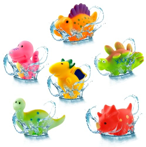 Dinosaurier Badespielzeug,6 Stück Baby Badespielzeug,Wasserspielzeug Kinder,Schwimmendes Badewanne Pool Spielzeug,Dinosaurier Schwimmendes Badewanne Spielzeug,Badewannen Spielzeug Kinderbaden