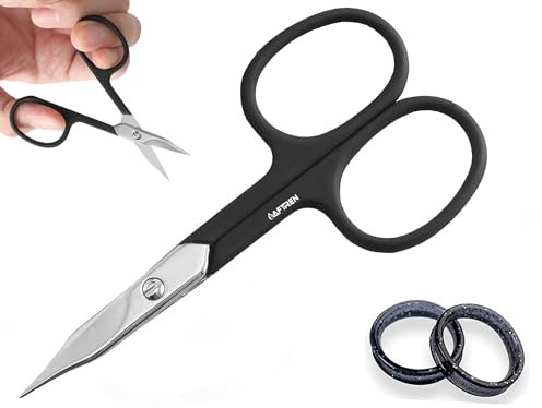AFTREN Curved Nail Scissors Cuticle Scissors Nails Toenails Brand Quality Extra Fine Sharp for Women Men 4 inch Black