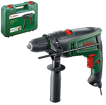 Taladro de impacto de red Bosch UniversalImpact 730 (perforación de precisión en mampostería, madera y acero, motor 730 W, maleta)