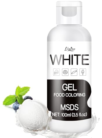 Lebensmittelfarbe Gel - 100ml Gel Lebensmittel Farben für Kuchen, Backen, Kekse, Macaron - Zuckerfrei Konzentrierte Farbe Food Coloring für Tortendeko, Getränken, Osterei, DIY Slime (Weiß)