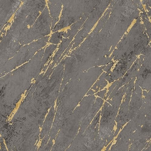 BRICOFLOR Tapete in Marmoroptik schwarz gold Scheuerbeständige Vliestapete mit Marmor Design anthrazit für Küche und Wohnzimmer