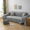 Ayoiow Sofaüberwurf Set Couchbezug Grau Sofahusse 1 Sitzer Polyester Baumwolle Einfarbige Waffelstruktur Mit Fransen