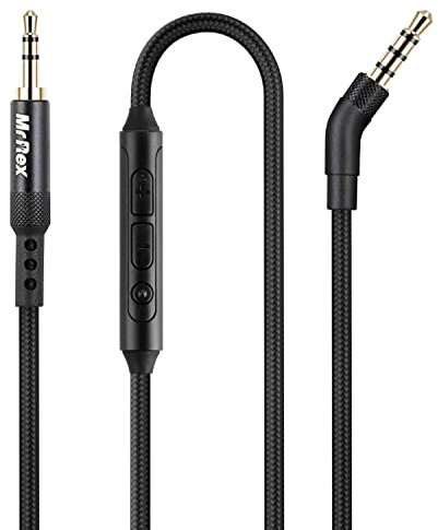 Mr Rex 5ft Microphone Braided 2.5mm to 3.5mm Audio Cable Cord Compatible for Bose 700 QuietComfort QC45 QC35 QC35II QC25 / JBL E45BT E55BT E65BTNC 750NC / AKG Y40 Y50 Headphones (Braided, 1.5m / 5ft)