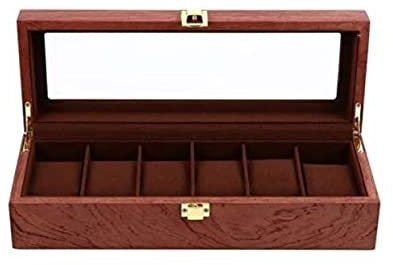 UOMOS Porta Orologi Scatola Di Visualizzazione for Orologi In Legno Retrò A 6 Slot Organizer for Orologi Con Custodia In Legno Scatola Portaorologi (Color : A, Size : 12.38 X 4.32 X 3.14 inch.)