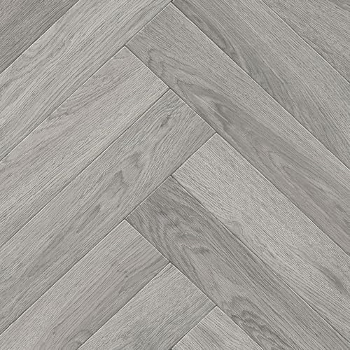 Herringbone Pattern Grey Wood Effect Vinyl Flooring For LivingRoom, Hallways, Kitchen, 2.8mm Vinyl Sheet-1m(3'3) X 3m(9'9)-3m²