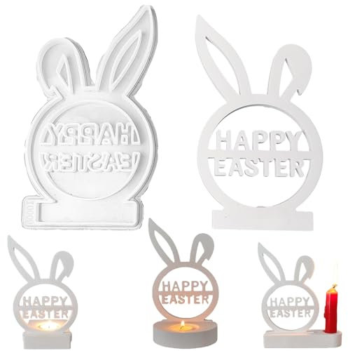 ALEFBET Silikonform Kerzenhalter, Silikon Gießform Ostern Hase, Silikonformen Gießformen Kerzenhalter Ostern, Gipsformen zum Gießen Osterhase (Einsatz - Kaninchen)