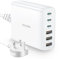 Rocoren USB Charging Station 100W, 6-Ports Multi Charger Hub, PD3.0 QC4.0 PPS Fast Charging Station with 1.5m UK Extension Cord Compatible with MacBook Air, iPhone 15, iPad Pro, Galaxy S24, Huawei