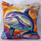 RKFLGEW Knüpfkissen-Sets, Buntes Delfin-Tier, Diy Knüpfkissen-Set, Anfänger, Erwachsene, Teenager, Geschenk, Stickerei, Heimdekoration, Knüpfhaken-Set 43x43cm