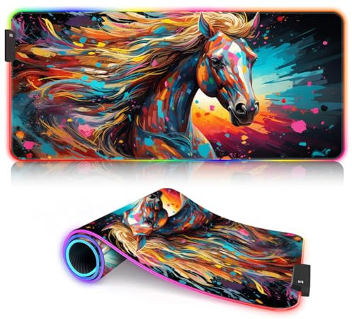 XXL Keyboard Mouse Pad Holy Celestial Panda RGB Keyboard Mouse Mat Desk Pad XXL(35.4 x 15.7X 0.12 inches Extended Size Mouse Pad Non-Slip Desk Pad/Mat