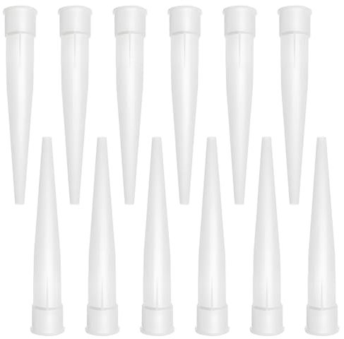 SUJEBKC 12 Pezzi Beccucci Silicone,Beccuccio per Silicone per Pistola Silicone,Cartucce Silicone,Punte di Ricambio per Sigillante Adesivo e Pistola per Silicone