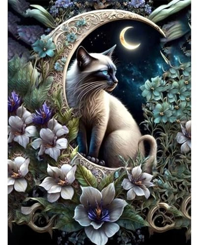 Wenfdrtr Diamond Painting Erwachsene Katze- Diamant Painting Bilder Katzen, 5D Crystal Art, Diamant Malerei Tiere für Geschenk Zuhause Wanddekoration 30x40cm