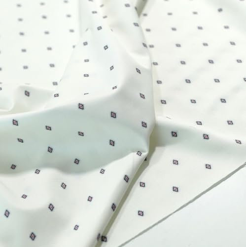 TOLKO Baumwollstoff Meterware Baumwolle mit Muster | weiche Baumwoll-Popeline zum Nähen Dekorieren als Kleiderstoff Dekostoff Bezugsstoff (Weiß Rhombus)