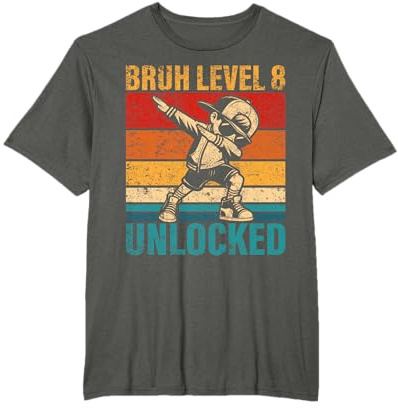 8 Years Old Birthday Dabbing Boy Bruh Level 8 Unlocked T-Shirt