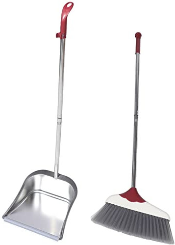 CIYODO Set di Scopa E Paletta Manico Pulizia della Casa Realizzato in Plastica E Acciaio Inossidabile per Dormitori E Pavimenti