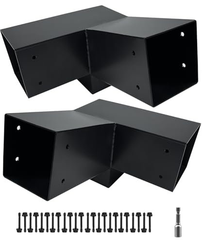 Qrooviiy Lot de 2 supports de fixation pour pegola à 15 degrés, supports de menuiserie d'angle droit à 3 voies pour pergola de patio, tonnelle, cabane en rondins avec matériel de fixation