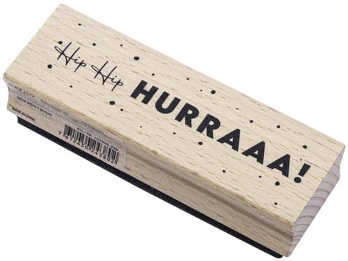 Artoz Stempel – Holzstempel – „Hip Hip Hurra“ – 90 x 30 mm – Motivstempel zum Kartenbasteln für Weihnachten, Einladungen, Grüße