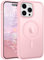 DUEDUE Magnetic for iPhone 13 Pro Case [Compatible with MagSafe] Shockproof Military Grade Drop Protection, Slim Fit Anti-Scratch Translucent Matte Back Phone Case Cover for iPhone 13 Pro 6.1, Pink