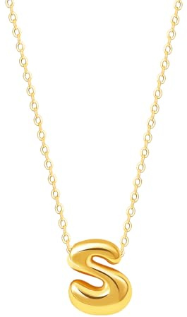 Viwind Buchstaben Anhänger Halskette Damen Kette 18k Gold A-Z Halskette für Damen Bubble Letter 48cm Einstellbar Mit Geschenkbox