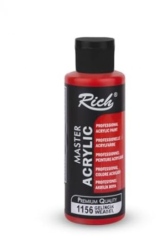 Rich Master Acrylfarbe 120 ml, Hochwertige, Geruchslose, Wasserbasierte Acrylfarbe mit Hoher Deckkraft, Schnell Trocknend und Ideal für Künstler, Hobbyprojekte und Dekorationen, Mohnrot