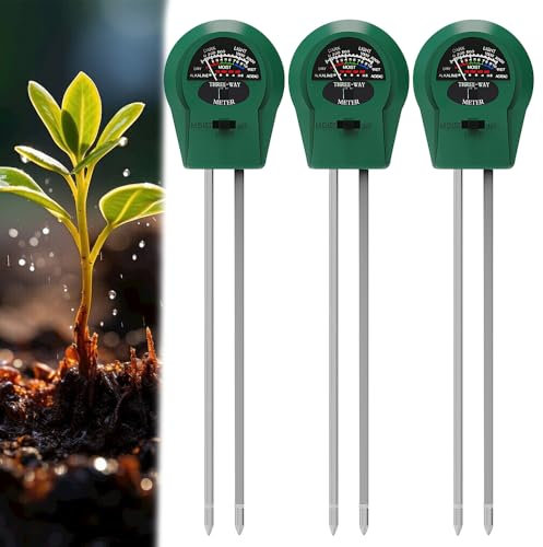 KBIBCK 3 Pezzi 3 in 1 Misuratore di Umidità, Misuratore pH Terreno, Igrometro per Piante, 3 in 1 Tester per Misuratore di Umidità Luce pH Dell'acidità Delle Piante per Giardino, Prato Fattoria (Verde)