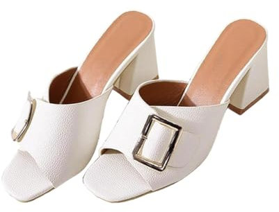 OBiQuzz Mules pour Femme Escarpins de Mariage Élégants à Bout Ouvert - Chaussures d'Été avec Talons Hauts Sandales Compensées