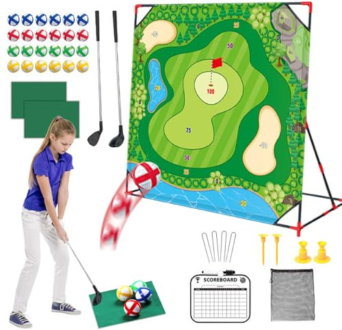 Demaxiyad Golf Game Mat Club Set, Thickened Golf Play Mat For Kids With Club Balls Storage Bag, Swing Practice Tool, Putting Training Toy, for Home Backyard Office Indoor Outdoor