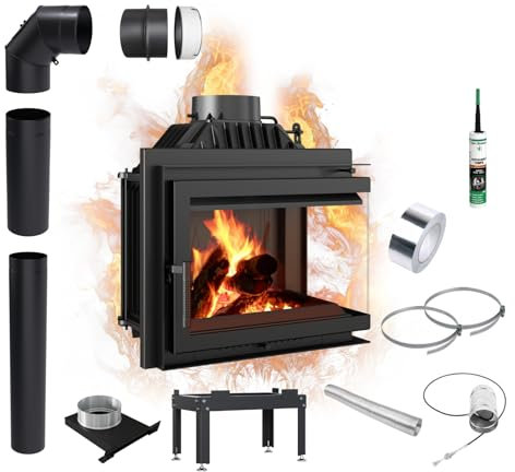 Gusseisen Kamineinsatz KRATKI Simple P BS 8 kW Ø150 Montagesatz