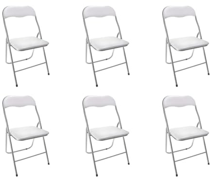 NORDIQ - Pack 6 Sillas Plegables - Silla Plegable - Sillas Comedor y Cocina - Ligeras y Resistentes - Diseño Cómodo para Interior y Exterior - Silla Plegable Acolchada - Blancas