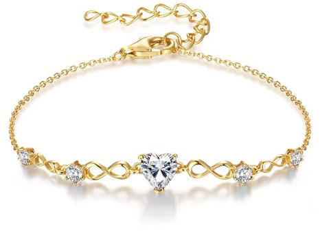 G&GEMSJEW Infinity Armband Damen 925 Sterling Silber Geschenke für Frauen | Armbänder Gold Herz Damen Geburtstag Weihnachten Schmuck Geschenke für Frauen Frau Mama Freundin