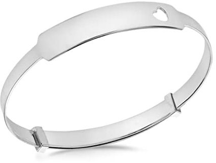 Tuscany Silver Kinder Armreif Sterling Silber Herz ID Verlängerbar