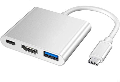 VPRAWLS Typ-C auf HDMI / USB3.0 / USB 3.1 Typ-C 4K Adapter, USB-C HDMI Digital AV Laden und Anschließen Multiport Adapter für MacBook, Chromebook Pixel Geräte auf HDTV/Projektor (HDMI Adapter)