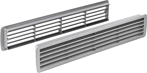 Gedotec Lüftungsgitter | 457 x 92 mm | 1 Stück | Tür-Gitter silber Kunststoff ABS | Türlüftung für Türdicke 35 – 40 mm | Belüftungsgitter eckig | Türlüftungsgitter mit Schrauben | Abluftgitter