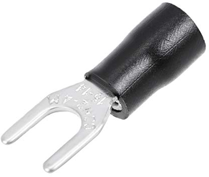 sourcing map 50Pcs SV2-4M Insulated Fork Spade U-Type Wire Connector Electrical Crimp Terminal 16-14AWG Black
