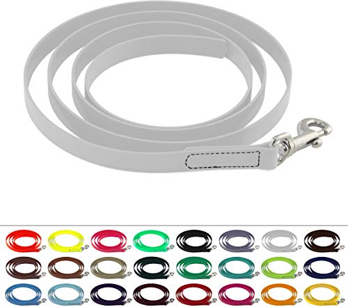 LENNIE BioThane Führstrick, 19mm breit, 2m lang, Karabinerhaken, genäht, Weiß