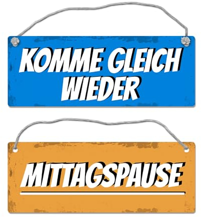 Mittagspause - Komme gleich wieder Wendeschild mit Kordel