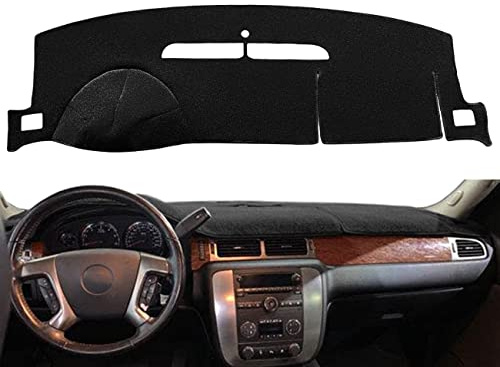 Dashboard Cover Dash Mat Carpet Fit for 2007-2014 Chevy Chevrolet Tahoe Suburban,2007-13 Chevy Avalanche Silverado 1500 2500 3500 LTZ /2007-13 GMC Sierra SLT Denali,2007-14 GMC Yukon XL (Black) Y24