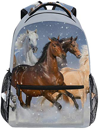 Mnsruu Pferd Studenten Backpack Rucksack für Mädchen Jungen & Kinder Schulrucksack College Reiseeucksack Tagesrucksack für Sport & Outdoor