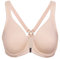 Delimira Women's Front Fastening Bras Seamless Unlined Racer Back Plus Size Underwired Plunge Bra Beige 38C